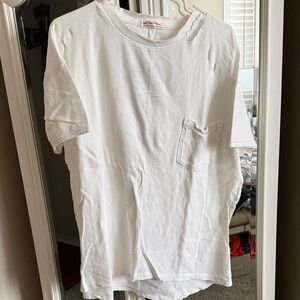 We The Free White distressed Short Sleeve Pocket Tee
